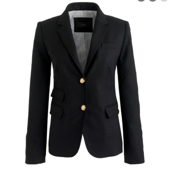 J. Crew Schoolboy Black Blazer With Gold Buttons Sz 0 One Button